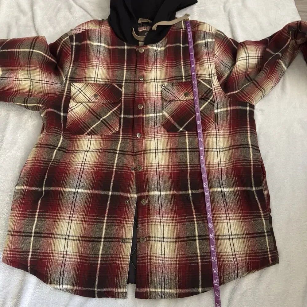 Legendary Whitetails Men’s XL Plaid Hooded Flannel Shirt Jacket Quilted Lined